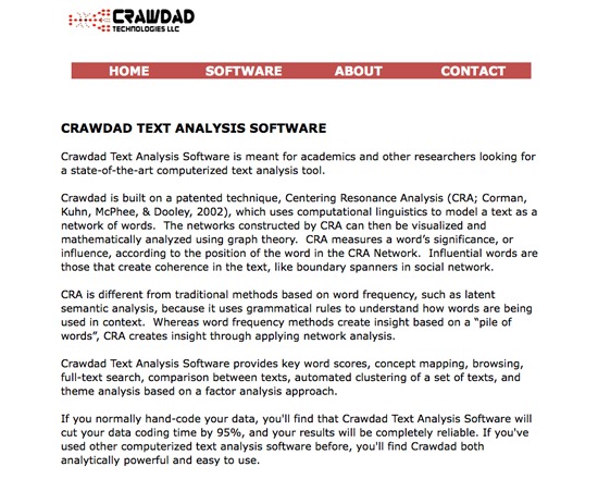 Crawdad Text Analysis Software