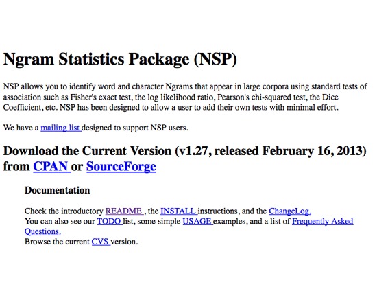 Ngram Statistics Package (NSP)