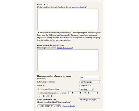 Google Blogsearch Scraper